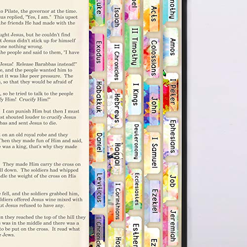 204 Pcs Bible Tab,132 Colorful Floral Tabs, Laminated,72 Blank Tabs, Bible Journaling Supplies, Bible Tabs Old and New Testament, Bible Tabs for Journaling Bible, Bible Book Tabs, Bible Tabs for Women