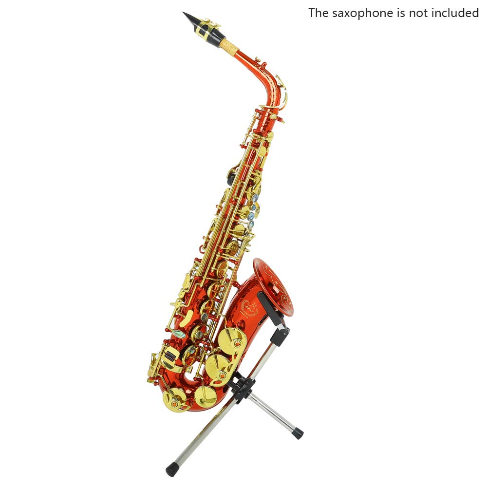 Foldable Alto Saxophone Stand Stainless Steel Sax Stand Holder Portable Saxophone Bracket Adjustable Stand with Leather Bag