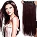 Produktbild Haarteil Clip in Extensions 1 Tresse 5 Clips Haarverlängerung Human Hair wie Echthaar Glatt Weinrot 23"(58cm)-120g