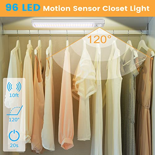 Under Cabinet Lights Motion Sensor Light Indoor, 96 Led Closet Lights Rechargeable, Wireless Under Counter Lights For Kitchen, Magnetic Under Cabinet Lighting Dimmable, 2-Pack #TOP2