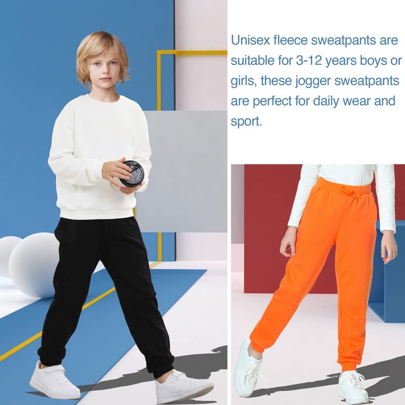 DOTDOG Kids Unisex Soft Brushed Fleece Pull-on Jogger Sweatpants Basic Casual Pants for Boys or Girls (3-12 Years)2