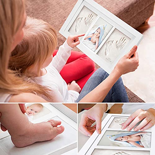 Miniatura 7 de Frasheng Kit De Huellas De Mano Y Pie De Bebé, Marco De Fotos De Madera Con Moldes Alfabeto Para Recién Nacido