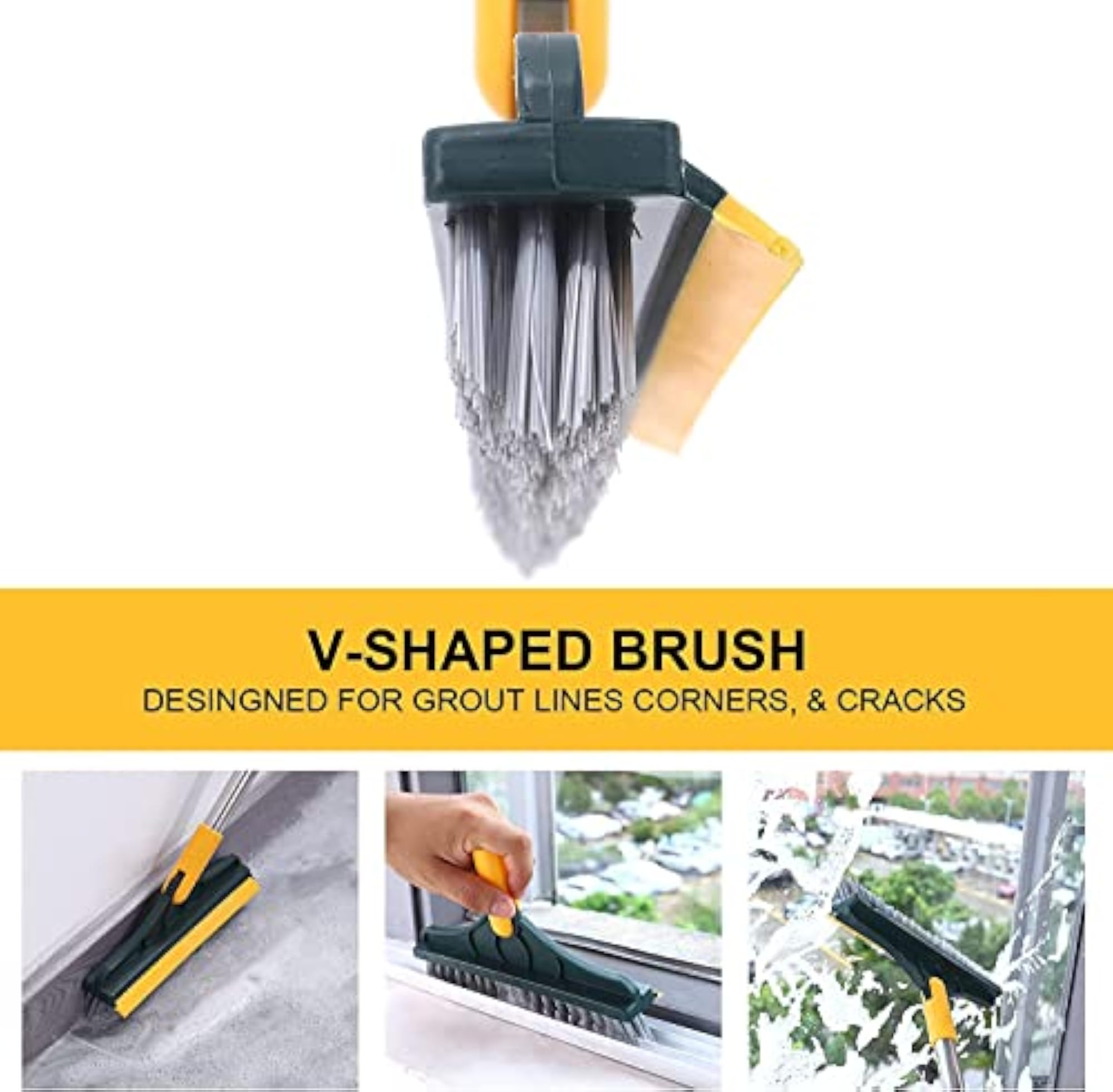 2 in 1 Long Handle Bathroom Cleaning Brush, Versatile Scrubber