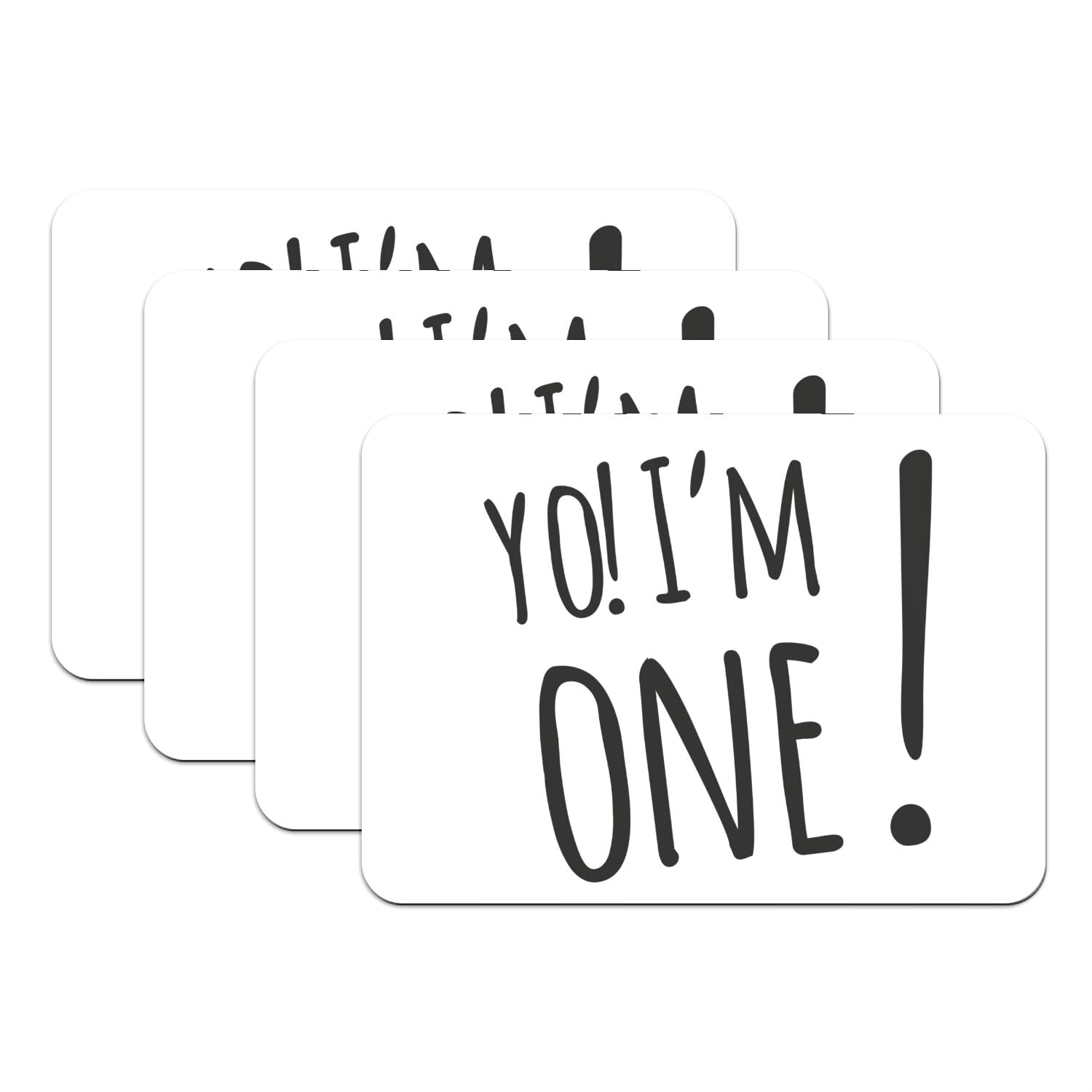 Set de table grand format 39,5x28,5 cm caoutchouc blanc cadeau Yo I'm One