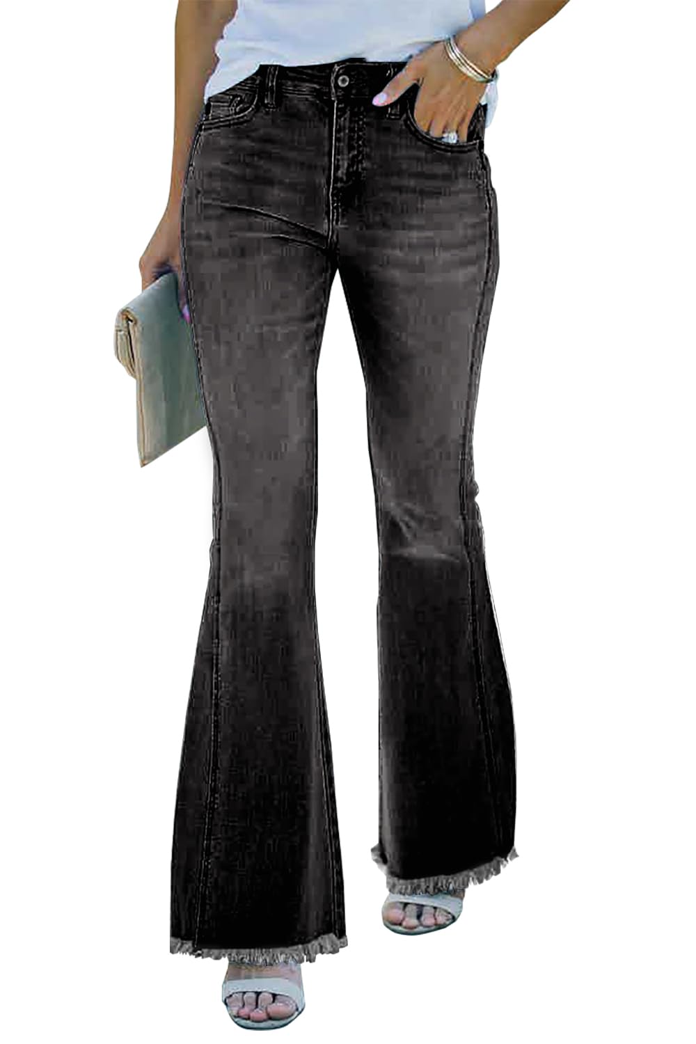 Necooer Distressed Jeans Für Damen Bell Bottom Jeans Für Damen Stretch Skinny Denim Jeans Mit Hoher Taille