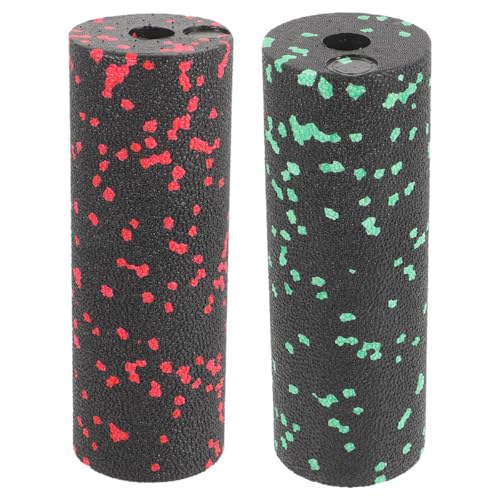 Set compacto de 2 piezas de rodillos de espuma para ejercicio, para relajación muscular y masaje, rodillos huecos portátiles para fitness, aliviador de espalda, masajeadotes corporales en colores verde y rojo