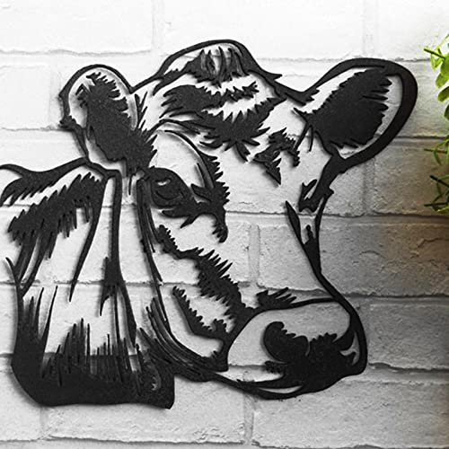 cast iron cow head - Bull Head Metal Wall Art Decor, Hanging Iron Wall Sculptures, Black Modern Wall Decoration for Living Room Bedroom Kitchen and Bathroom, 6 Style