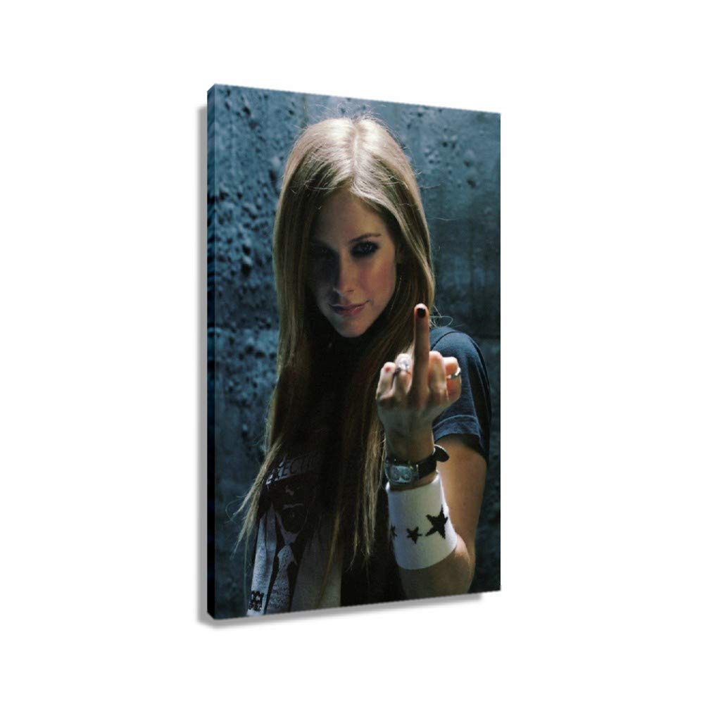 Avril Ramona Lavigne Pop Singer Photo Poster Living Room Decoration for Bedroom Vertical Wall Art Canvas Prints on Canvas Painting Pictures Wall Artwork for Office Modern Farmhouse Kitchen Decor (16x24inch(40x60cm),Framed)