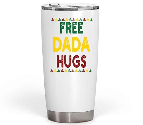 Lgbt Gift, Free Dada Hugs Advocacy - Rainbow Design for Supporters, Large 20 Oz White Stainless Steel Fat Tumbler