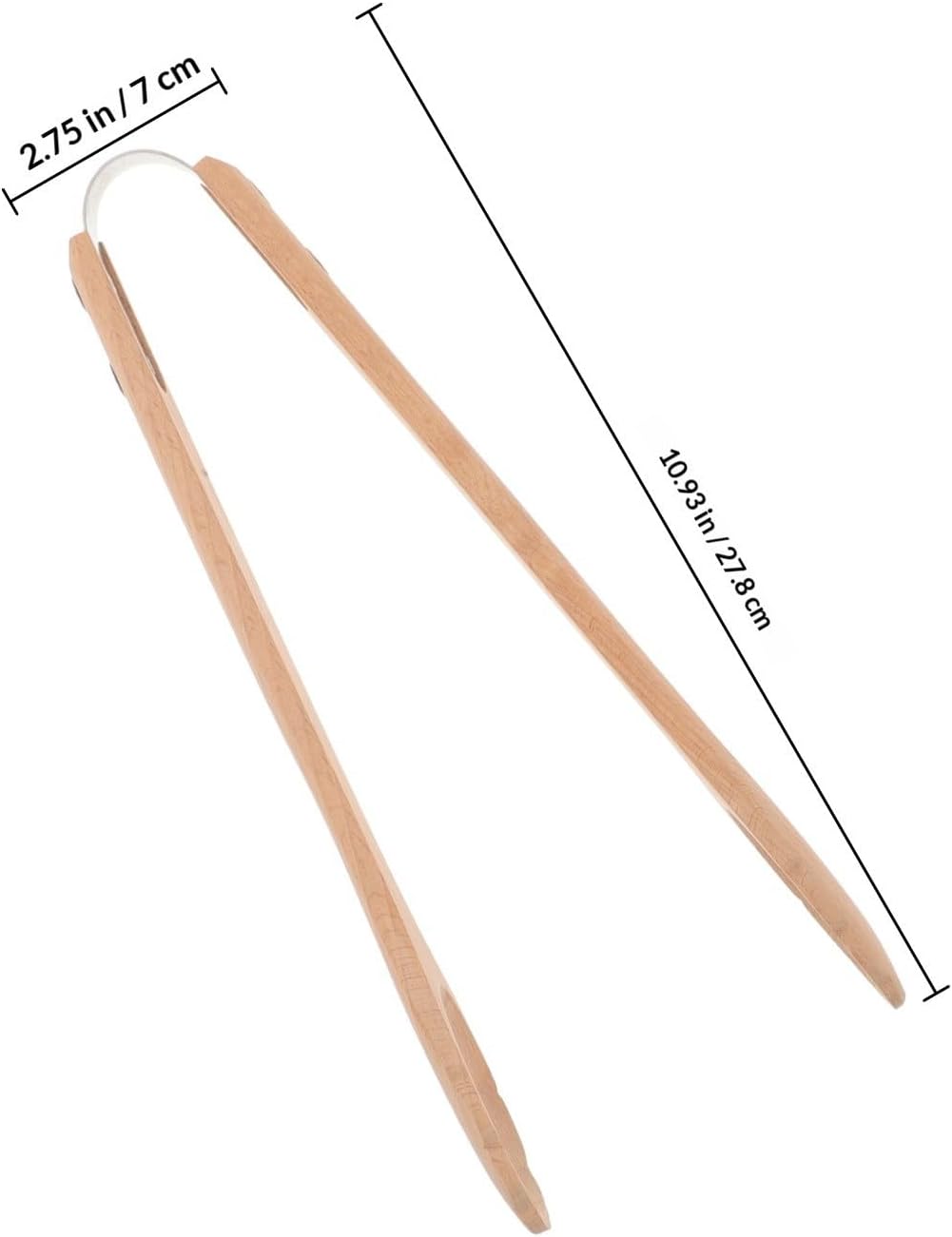 Wooden Food Tongs for Grilling and Serving with Iron Clip Brown image 2