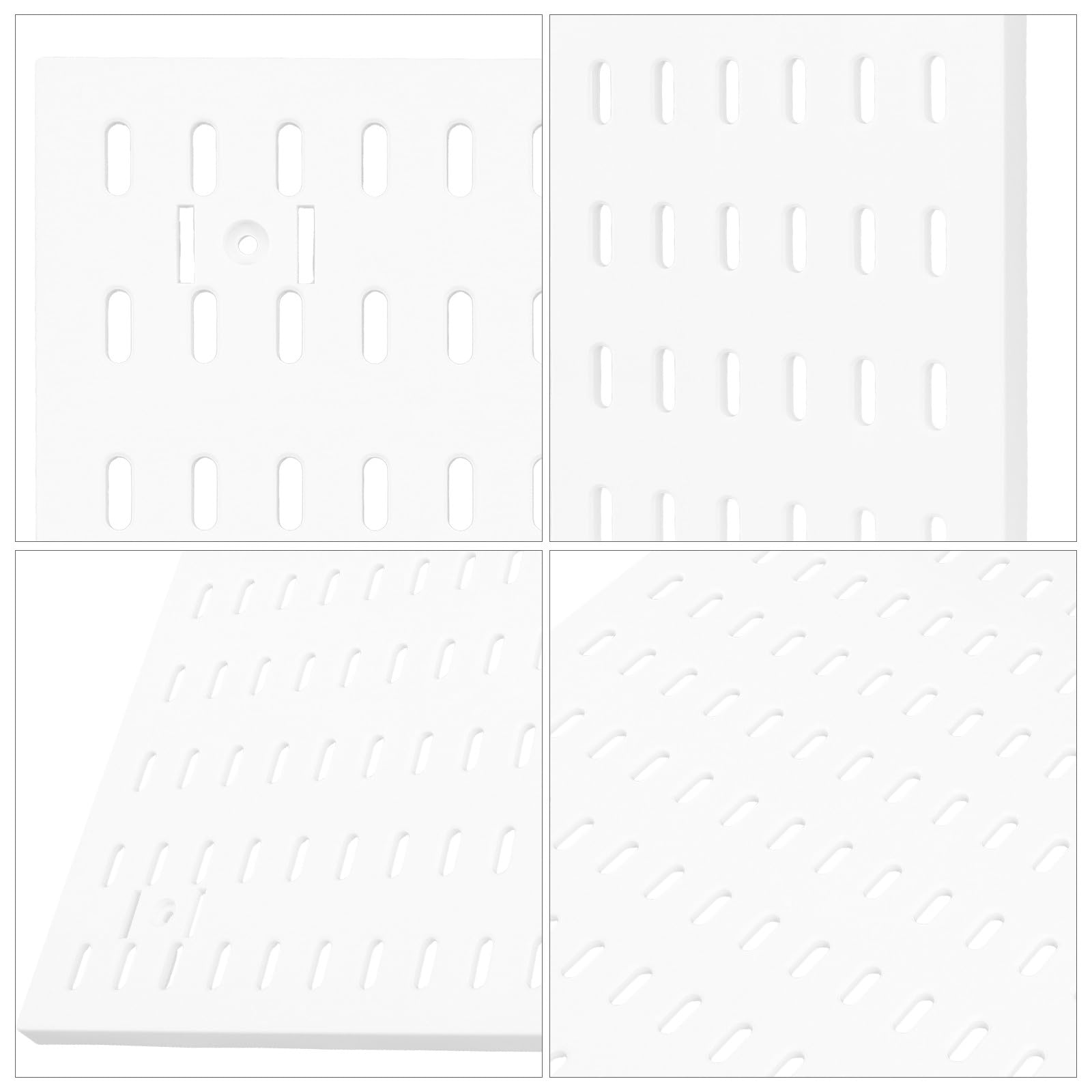 POPETPOP Organizer per Pegboard da Muro in Plastica Bianca Bordi Lisci, Crea Spazio Aggiuntivo per Ufficio e Casa, Accessori per Pegboard Facili da Fissare