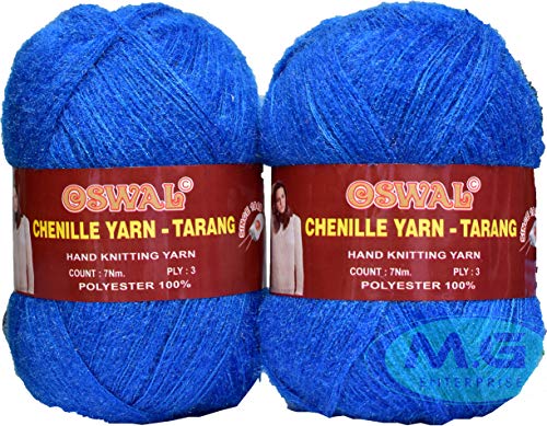 Image of M.G ENTERPRISE Os wal Tarang Knitting Wool Yarn, Soft Fancy Feather Wool Ball Blue 300 gm Best Used with Knitting Needles, Soft Fancy Wool Crochet NeedlesWool Yarn for Knitting. DD