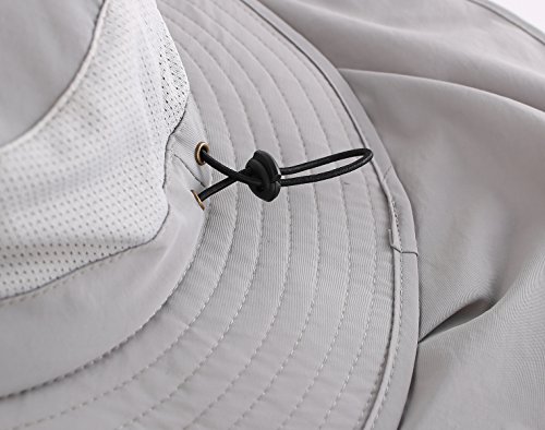 Home Prefer HP0411-LG Mens Sun Hat With Flap Summer Neck Cover Foldable Fishing Cap Wide Brim Sun Protection Hat Light Gray thumb #5