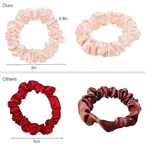 Image of Satin, Silk Hair Ties Small Mini Scrunchy for Women Thick Hair Accessories Cute Soft No Slip Hair Elastics Ponytail Holder for Curly Hair No Damage Hairties Gift for Girls