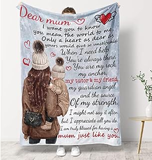 Funnli Birthday Gifts for Mum, Flannel Letter Blanket 127*152CM Mum Gifts, Soft Throw Blanket Mummy Presents, Christmas Mothers Day Birthday Gifts for Mum from Daughter Son
