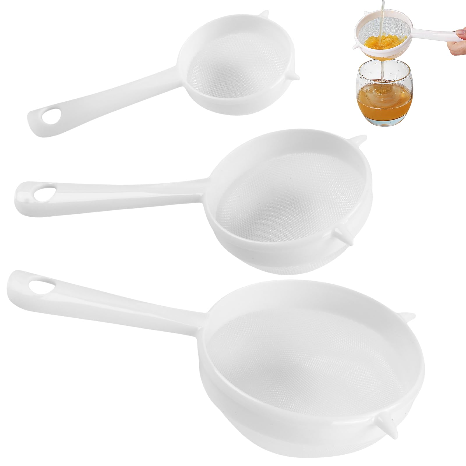Rovelin 3PCS Plastic Sieve and Tea Strainer Set - Fine Mesh Strainers