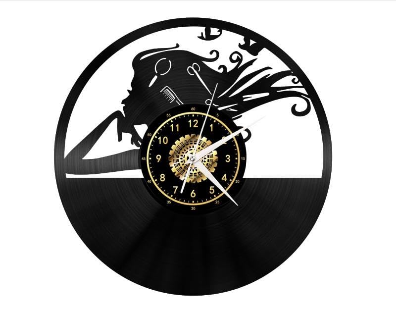 Horloge murale vintage en vinyle Barber Shop pour une ambiance rétro de bar et salon
