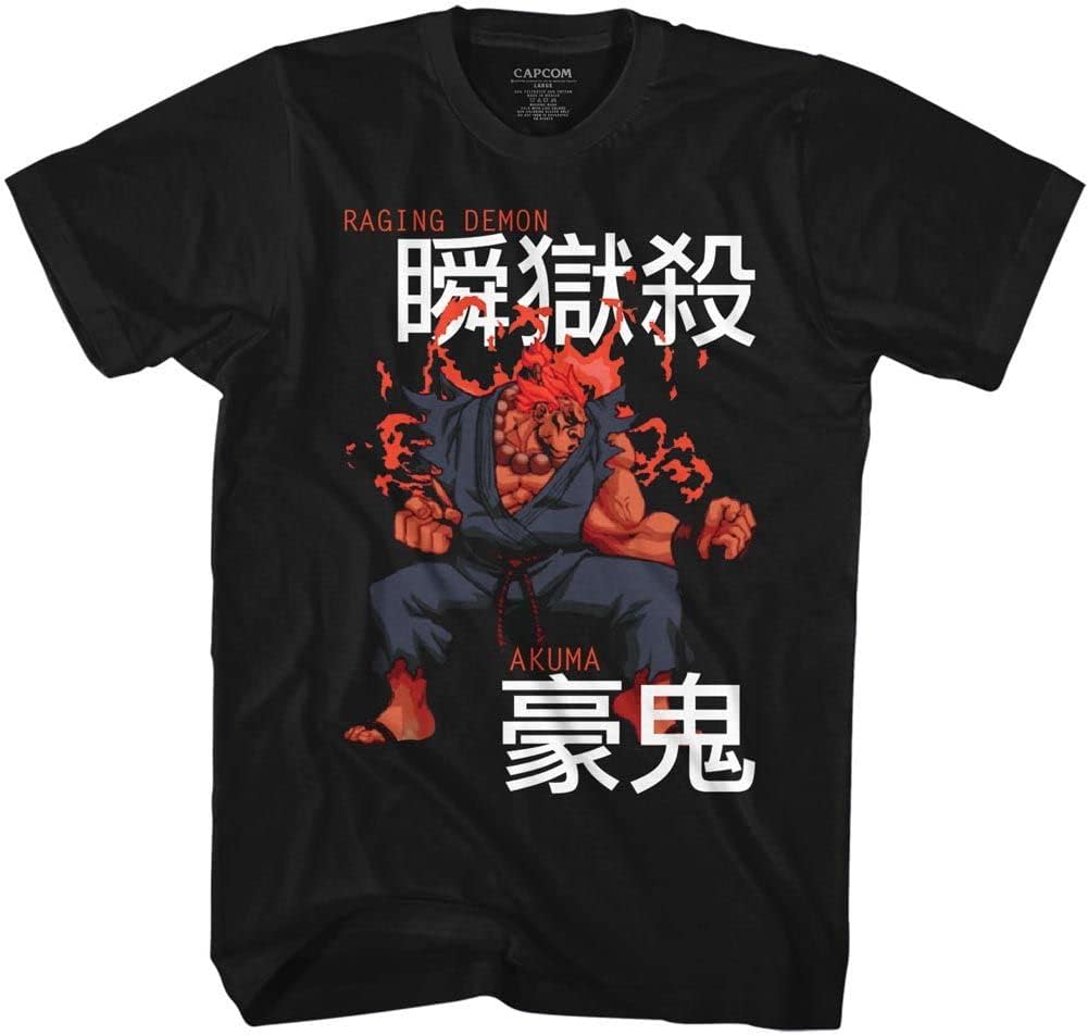 American ClassicsStreet Fighter Video Martial Arts Arcade Game Akuma Black Adult T-Shirt Tee