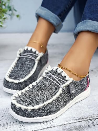 Unisex-Adult Aztec Comfort Canvas Loafers Sneakers Lightweight Boat Shoes Easy Slip-On Deck Shoes Elastic Lace-Up Non-Slip Flat Drving Shoes Breathable Walking Shoes for Men Women, Brown/Khaki/Black2