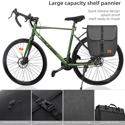 CamGo Bike Pannier Bag 20L Cycling Rear Rack Bag Waterproof Bicycle Trunk pack Cycle Storage Luggage for Road MTB Bikes City Commuting Travelling Black (Black, 20L)