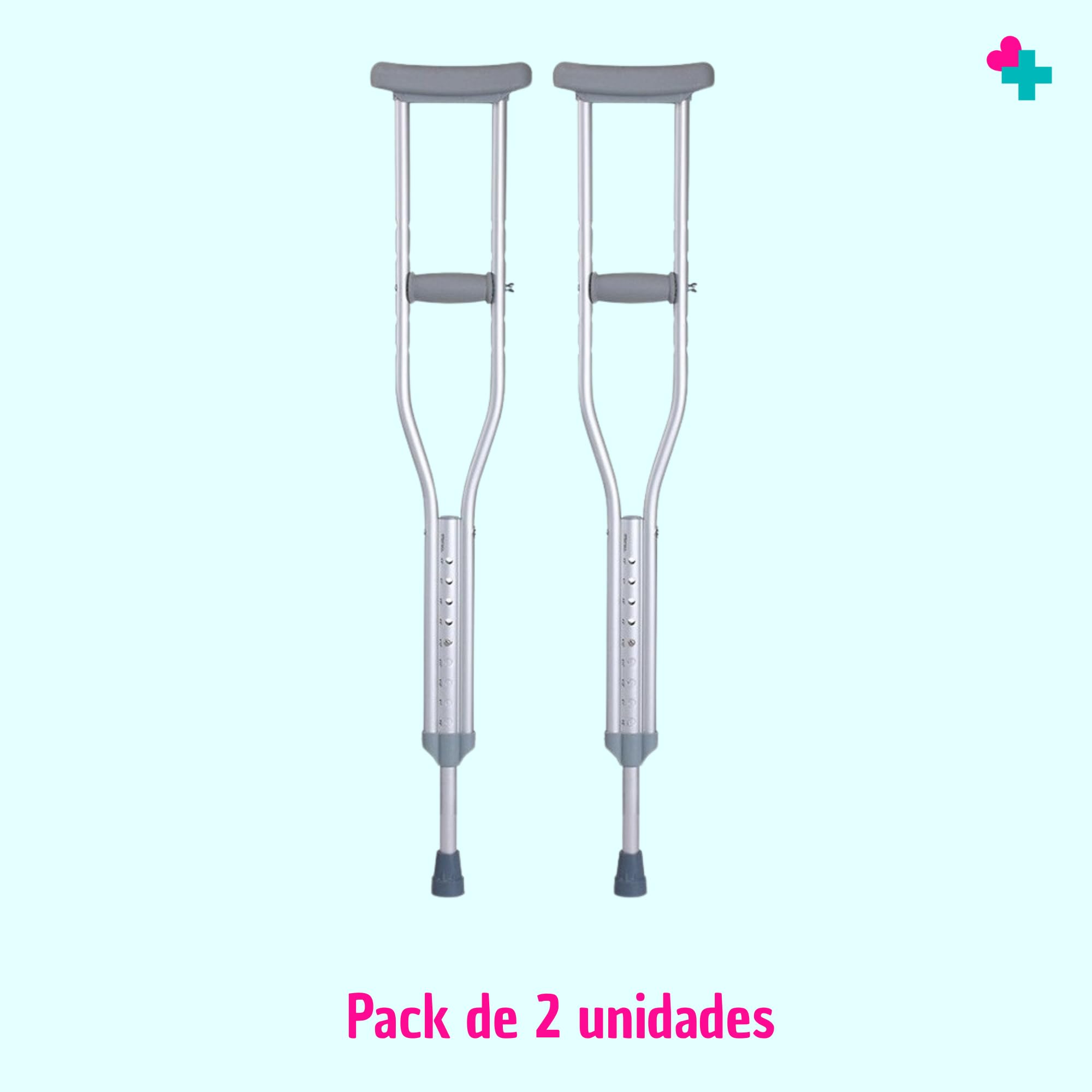 GERCARE. Par Muletas Axilares Adultos. Muletas Con Doble Regulación. Muletas Aluminio Ligeras. Muletas Adulto Acolchadas. Muletas Pack de 2 unidades.