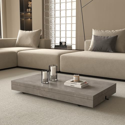 Zen Extendable Convertible Coffee to Dining Table-7 Different Adjustable Heights Unique Design for Every Purpose (Grey)