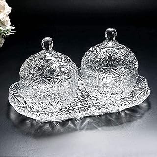 SG Traders Glass Candy Jars with Lids Decorative Jars with Dish Sweet Jars Decorative Glass Cookie Nuts Jar with Lids Dish Dome Candy Bowl Sweet Jar Glass Storage Container Glass Candy jar 8 oz