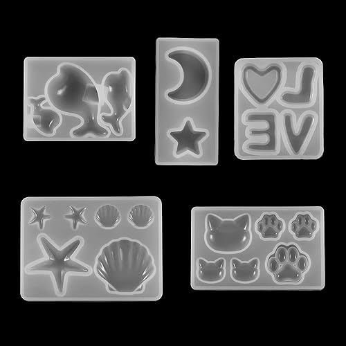 Miniatura 7 de Molde de silicona de resina hecha a mano con forma de pata, de oso de delfín, corazón, luna, estrella, para hacer joyas, suministros de moldes de