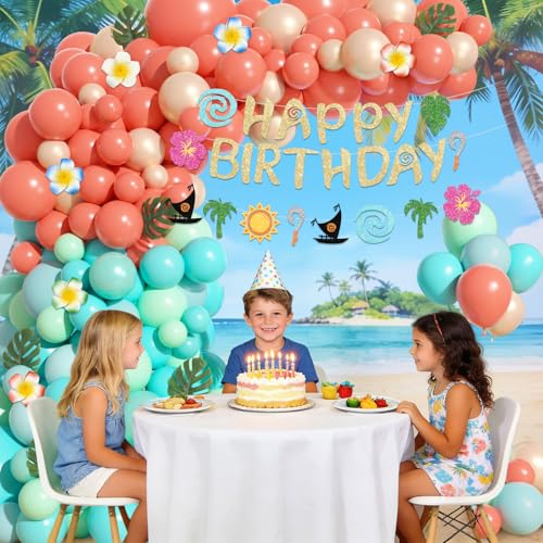 Image of Ouddy Life 165Pcs Tropical Balloons Summer Birthday Party Decorations