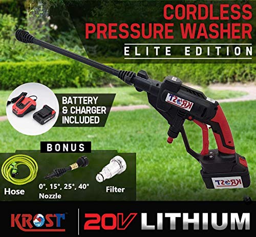 Image of KROST 20V Compact & Portable Design 1800-Watt Cordless High Pressure Washer Motor Power.