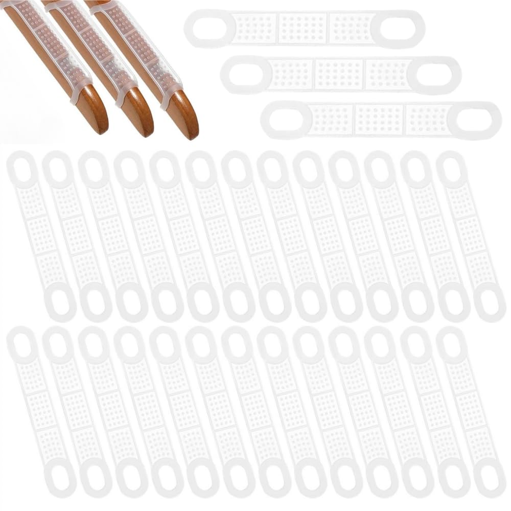 Ziyofinn Transparent 100 Pcs Clothing Hanger Strips Anti Slip Clothes Hanger Grips Silicone Clothing Hanger Strips For Use On Wooden Or Plastic Hangers