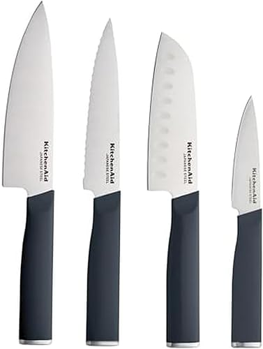Miniatura 11 de KitchenAid Juego de cuchillos de chef de 4 piezas con fundas para hojas, cuchillo de chef de 6 pulgadas, Santoku de 5 pulgadas, cuchillo utilitario