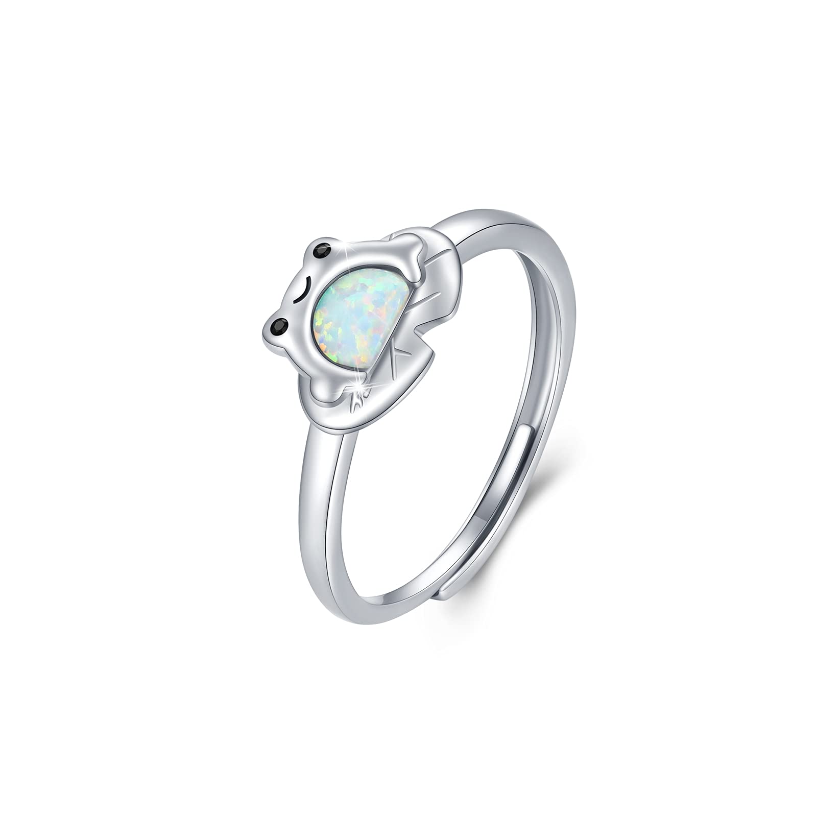 Kikker sieraden kikker ring voor dames, 925 sterling zilver, kikker ketting, schattige kikker, dier, sieraden, hypoallergeen, kerstcadeau voor vrouwen, heren en meisjes (B-ring), Sterling zilver