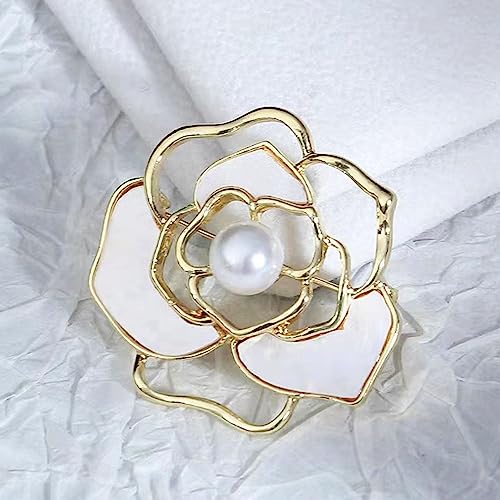 Image of Fashion Rhinestone Flower Brooches Pins Cute Pearl Crystal Floral Lapel Pin Brooch Costume Decorate Jewelry for Women Gril Gift