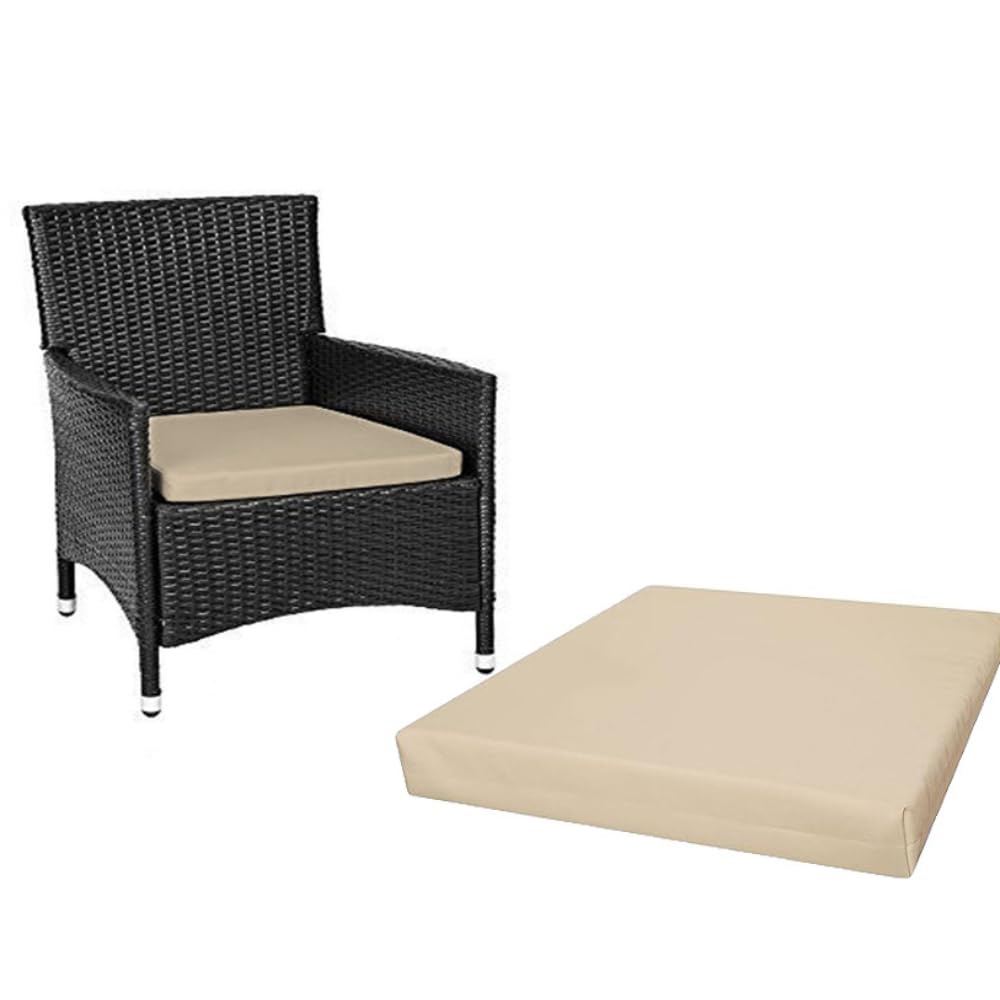 A ATH COLLECTION Waterproof Patio Chair Cushion Seat Pads Rattan Furniture | Water Resistant Patio Padding | Comfy & Lightweight Garden Furniture Cushions Pad, ALL-PURPOSE Use (18"x18"x2", Cream)