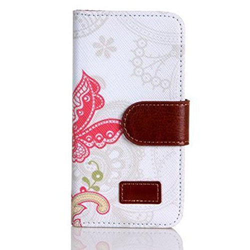 Suppion 1pc Fashion Flower Wallet Magnet Design Cover Case for Iphone5 5g 5s (White)