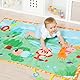 MOLTO | XXL-Spielmatte für Babys mit Musik und 4 Hängespielzeugen – Design Gusy Light – gepolsterter Kinderteppich mit Schleife und Sound – ab 0 Monaten – 140 x 90 cm