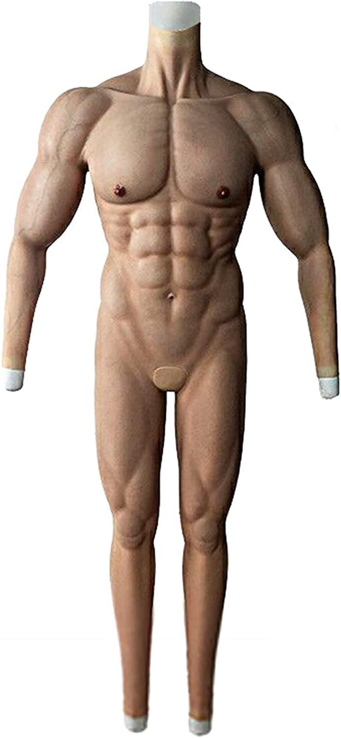 Male Chest Silicone Muscle Suit, Fake Male Chest Arm Silicone Muscle Whole Body Simulation Skin False Muscle - Artificial Fake Muscle Belly Body for Cosplay Masquerade Costume.