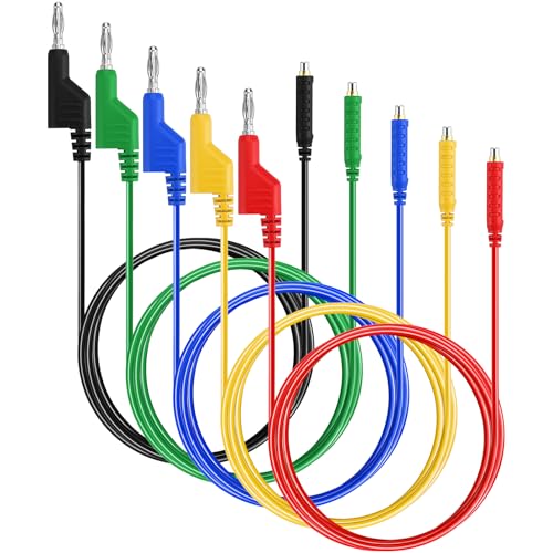 Image of Sumnacon 4mm Banana Plug to Magnetic Jumper Wires 5 Pcs Silicone Soft Flexible Magnetic Jumper Test Leads for Testing 30VAC 5A 20AWG Jumper Test Wires for HVAC,Thermostats,Sensors,Multimeter