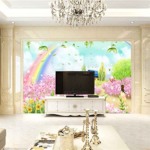 Papier peint fleurs roses en impression HD effet 3D pour salon - 5