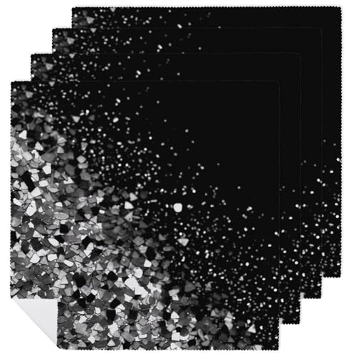 Servilletas de Tela Black White Glitter Pack 6 miniatura 1