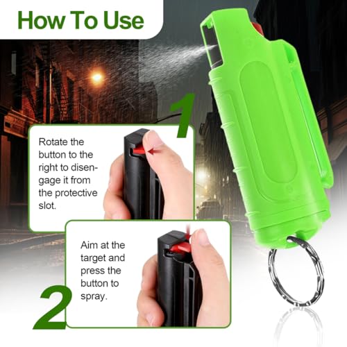 Mini Pfefferspray Schlüsselanhänger zur Tierabwehr, Grün Pfefferspray Selbstverteidigung Schlüsselanhänger rutschfest Pepper Spray Abwehrspray für Frauen und Männer - T2Y-A1