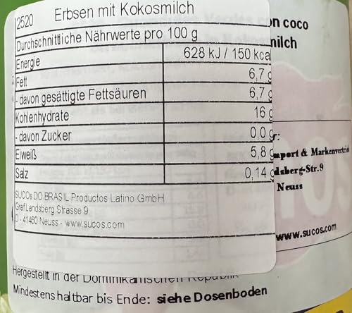 Grüne Erbsen mit Kokosmilch, Dose 425g - Gandules Verdes con Coco LA FAMOSA 425g