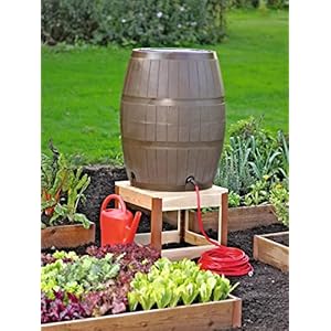 Gardener’s Supply Company Wooden Rain Barrel Stand | Sturdy Cedar Wood Rainwater Collection Barrel Stand with Rust-Proof Aluminum Corners | Holds up to 750 Pounds – 22″ Square x 18″ H