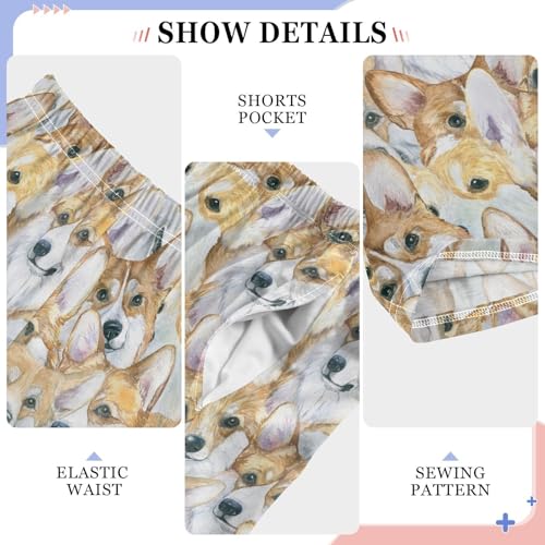 Corgi Dog Boys Long Pants Soft Trousers Elastic Waist Kids Lounge Bottoms with Pockets S-XL4