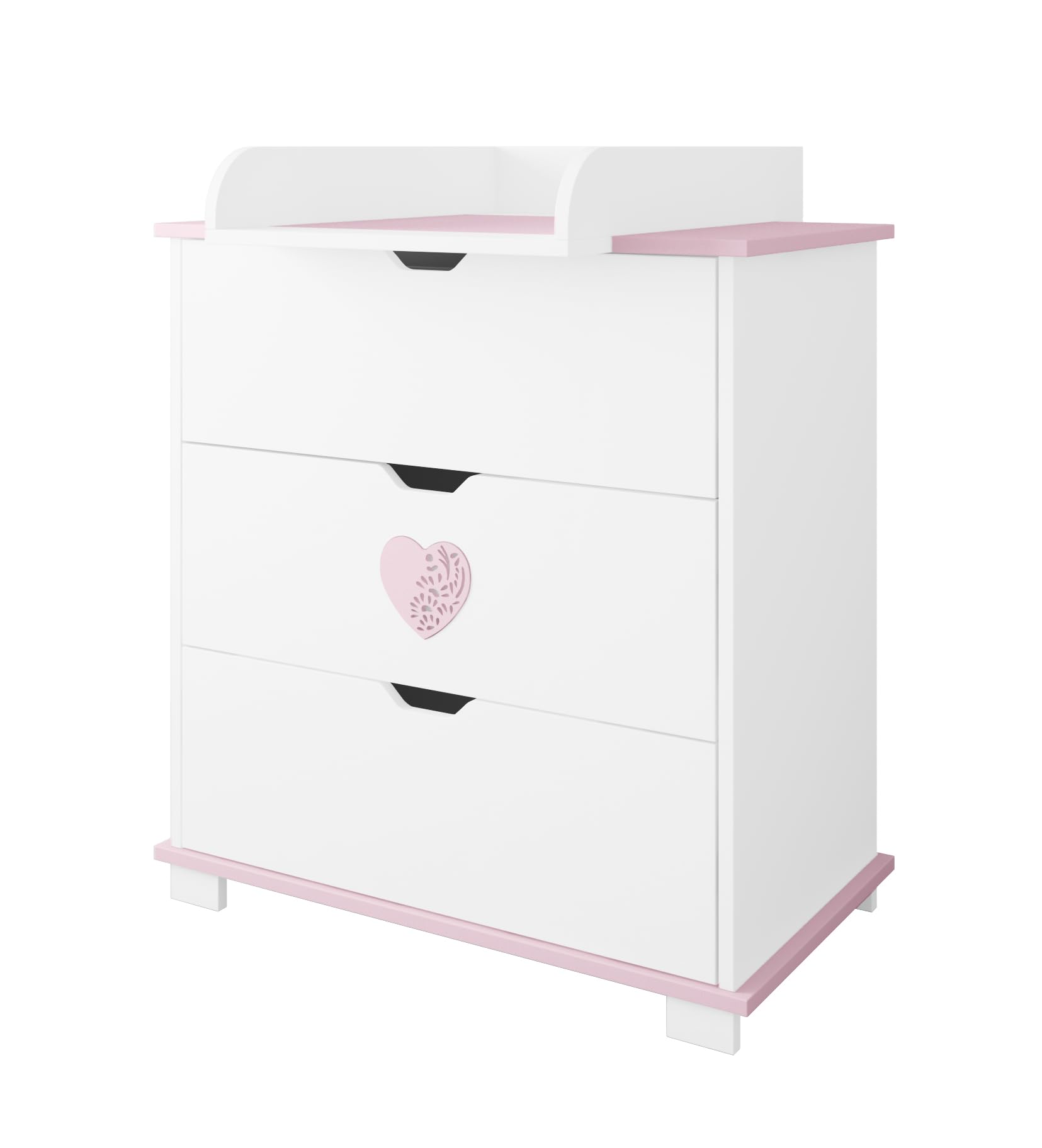 zee HEART Komoda z Przewijakiem Biała 83x87x49 cm Różowe Serce