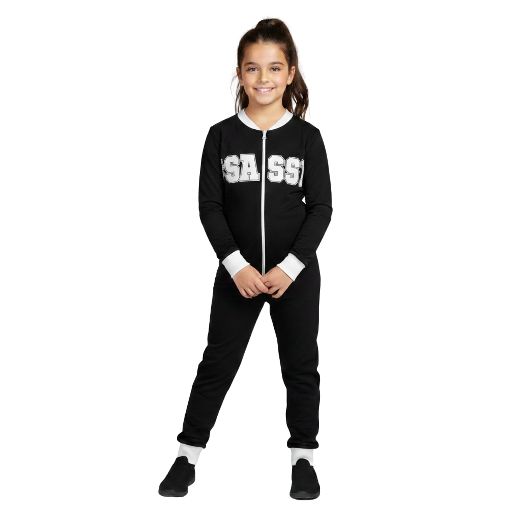 A2z 4 Kids Girls White Cotton Onesie Pyjamas #Sassy Print One Piece - Cotton Onesie #Sassy ._11-12
