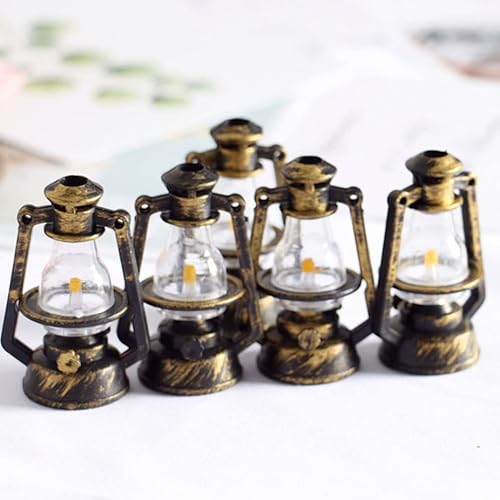 Miniatura 8 de 10 Uds. Mini linterna de Navidad lámpara de aceite de cámara rústica miniatura lámpara de aceite linterna retro lámpara de queroseno luz de