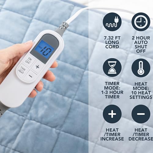 Image of Berkshire Blanket Weighted Heating Pad - 12 inchx24 inch Electric Heat Wrap with 10 Heat Settings & Auto Shut Off - Soothing Heat Wrap for Back, Neck, Shoulders, Legs, Abdomen - Machine Washable & Portable