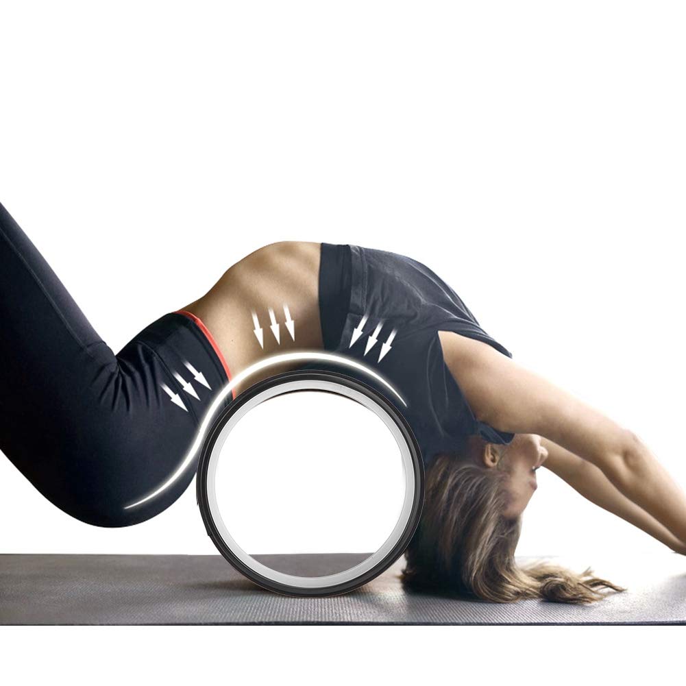 Cerchi per ruote da yoga Strumento per allenamento per la schiena in gomma PU per allenamento in palestra per bodybuilding Fitness Cerchio interno nero Anello interno con venature